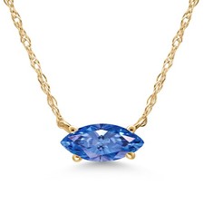 10K Yellow Gold Fancy Blue Zirconia Pendant Necklace for Women | 0.47 Cttw | picture