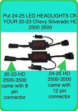 2020 - 2023 Chevy Silverado 2500 3500 Headlight Conversion Harness to 24-26 LED picture
