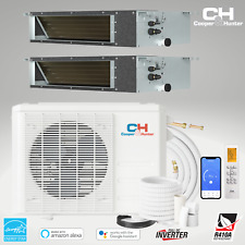 28000 BTU Dual 2 Zone Slim Duct Mini Split Heat Pump Air Conditioner 9000 18000 picture