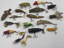 Vintage Mixed Lot Fishing Lures Mepps Heddon Arbogast Jitterbug Stunter Hula picture