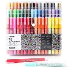 Grabie Acrylic Paint Markers 0.7mm Extra Fine Tip Black & White Set picture