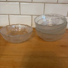 5 VTG Arcoroc Fleur Glass Bowl Pressed Glass Fruit or Dessert Bowls Petal France picture