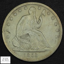 1863 S Seated Liberty Silver Half Dollar 50C - Cleaned picture