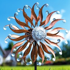 Retro Wind Spinners Outdoor Metal Large84''Height with Stable Stake Metal Garden picture