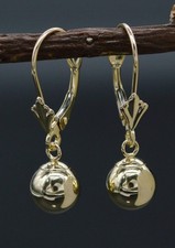 7mm Puffed Round Ball Drop/Dangle Women's Earrings 14k Yellow Gold picture