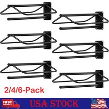 2/4/6Pack Wall Mounted Saddle Rack w/Double Bar Heavy Duty Steel Saddle Stand picture