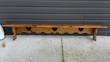 Vintage 60” Rustic Pine Wall Shelf Heart Cutouts Primitive Country Farmhouse picture
