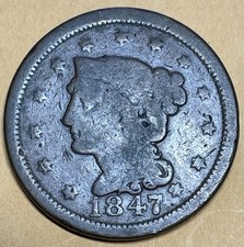 1847 Braided Hair Large Cent Please Check Out Our Other Coins picture