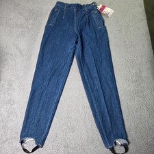 Lizwear Liz Claiborne Womens 8 Stirrup Jeans Blue High Rise Pleated Vintage USA picture