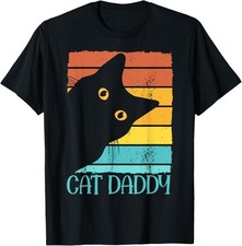 Cat Daddy - Retro Black Cat Funny Animal Lover Gift Unisex T-Shirt picture