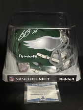 Saquon Barkley Eagles Signed Inscribed Kelly Green Mini-Helmet Beckett (BAS) picture