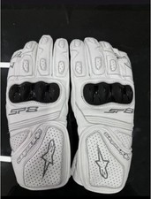 Alpinestars SP-8 White Leather Motorcycle Racing Gloves – Premium Protective Bik picture