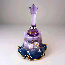 Vtg Fenton 1988 Connoisseur Collection Mulberry Glass Bell - Hand Painted Signed picture