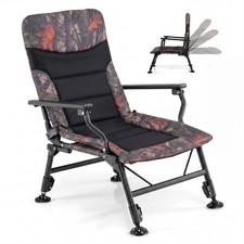 Oversized Foldable Fishing Chair Camping Chair w/ Large Adjustable Feet Armrest picture