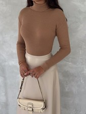 VAV Women's Turtleneck Knit Top 10 Colors Turtleneck Basic Body Ribbed Top picture