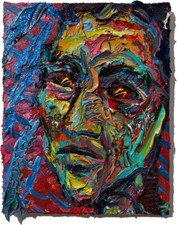 PORTRAIT OIL█PAINTING OUTSIDER█WRITING ON FACE EXPRESSIONIST█ORIGINAL POP URBAN█ picture