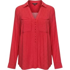 Maeve Anthropologie Red Polka Dot Pintuck Button Front Blouse Small picture