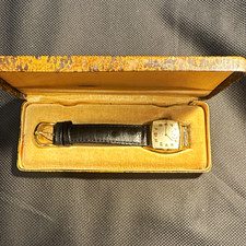 Elgin 1920s Manual Wind Rectangle 24mm Gold Plated Silver Dial Box Papers picture