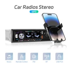Single 1DIN Car Radio Stereo Bluetooth FM/USB/AUX Audio In-dash W/Phone Holder picture