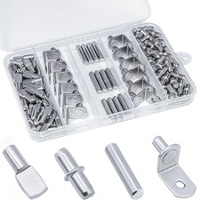 120Pcs Shelf Pins Kit,4 Styles Nickel Plated 5mm x 16mm, silvery picture