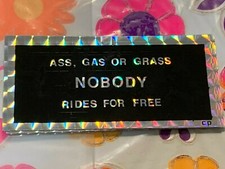 ASS GAS OR GRASS VINTAGE 1970's MOTORCYCLE CHOPPER PRISM MUSCLE STICKER DECAL picture