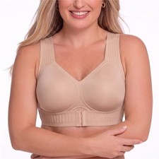 Wireless Posture Support Bra, Front Closure Full Coverage X-Back Comfort ~ Nude picture
