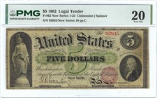1862  $5  Type 1 Legal Tender Note, PMG VF20 picture
