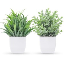 Der Rose 2 Pack Small Fake Plants Mini Artificial Potted Plants for Table Desk H picture