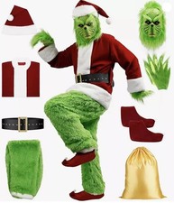 Christmas The Grinch Complete Costume Santa Claus Costume Adult (SIZE: L- 2XL). picture