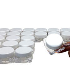 Cosmetic Jars Empty Square Makeup Container White Lid 10 Gram Ml (100 Pack) 3086 picture