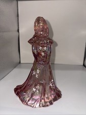 Vtg Fenton Signed Floral HandPainted Bridesmaid Pink Carnival Iridescent picture
