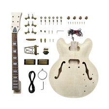 DIY Electric Guitar Kit,Semi-Hollow Body Electric Guitar,6 Strings,Natural picture