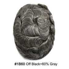 French Lace Front Mens Toupee Human Hair Replacement System Poly Skin Hairpiece picture