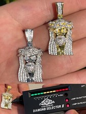 MOISSANITE Real 925 Silver Small Jesus Piece Pendant Iced Pass Tester picture