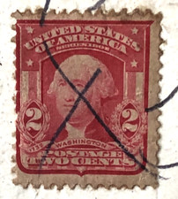 ANTIQUE US GEORGE WASHINGTON 2 CENT CARMINE RED STAMP 1902-1903 ON POSTCARD picture