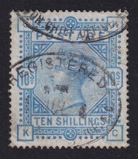 GREAT BRITAIN 1883-84 QV 10/- Ultramarine SG 183 Used (CV £525) picture