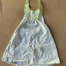 Gymboree Y2k green and white halter neck dress with floral pattern Size: 3 years picture