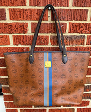 MCM Visetos Dog Bone Striped Shopper Tote picture