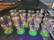 Vintage Tiffin Franciscan Watermelon Uranium Glass Goblets Set of 12 picture