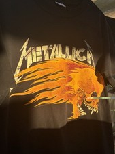 1995 Vintage Pushead Single Stich Metallica Flaming Skull Size XL picture