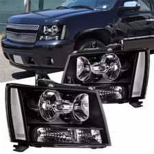 Pair Headlights For 2007-2014 Chevy Avalanche Tahoe Suburban Clear Corner Black picture
