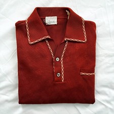 Vintage 60s 70s Mens Italian Knit Shirt M Field Brothers Scott Fraser Goodfellas picture