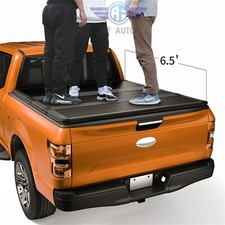 For 14-19 Silverado Sierra Truck 6.5Ft Bed FRP Hard Solid Tri-Fold Tonneau Cover picture