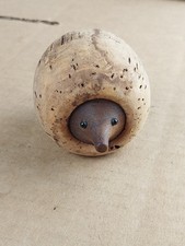 Vintage Danish Nissen Denmark MCM Teak Cork Hedgehog Sewing Pin Cushion picture