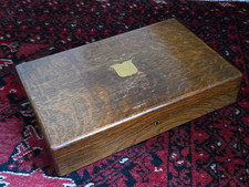 Vintage WALKER & HALL Wooden Oak Cutlery Canteen Box (Empty) with Key picture