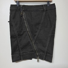 Diesel Vintage Y2K Olive Gray Brown Corduroy Pencil Skirt 30 Zip Grunge Moto picture