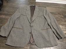 RARE Vintage Pendleton Blazer Wool Sport Jacket Gray herringbone Mens 48 USA picture