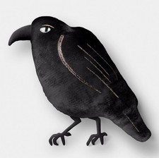 NEW HALLOWEEN Raven Throw PILLOW 15” Spooky Gothic Decor Edgar Allan Poe picture
