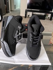 Jordan Air Jordan 3 Men's Mid Top Lace Up Sneakers Black/Gray Solid Rubber picture
