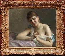 Hand Painted Classical Oil Painting Girl Beauty Female Art Canvas Vintage Style picture